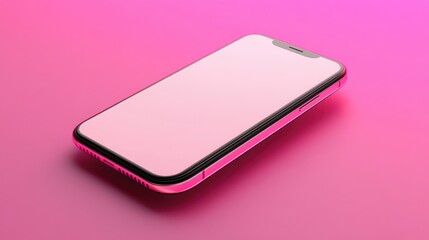 Futuristic phone with glowing edges floating over a vibrant pink backdrop