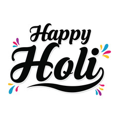 Happy Holi Festival perfect typography vector art design with white Background .Eps10