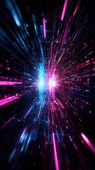 Fototapeta premium Abstract Neon Light Trails Creating Dynamic Energy Flow in Vibrant Colors