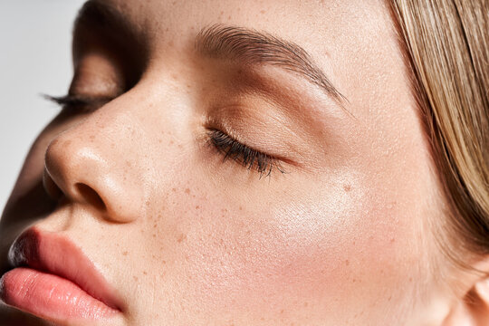 Captivating close up of a young beautiful woman embracing natural elegance in spring fashion
