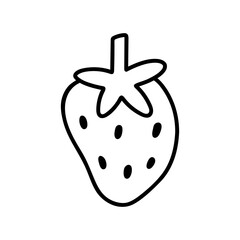 Cute strawberry isolated on a white background. Vector hand-drawn illustration in doodle style. Perfect for cards, decorations, logo, various designs.