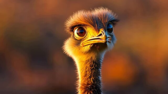 Curious Ostrich in Sunrise