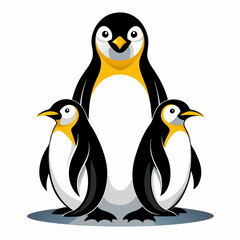 Fototapeta premium Emperor Penguin Family Portrait – Stylized Baby Penguins in Minimalist Vector Art
