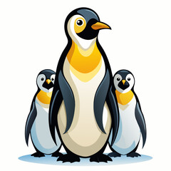 Emperor Penguin Family Portrait – Stylized Baby Penguins in Minimalist Vector Art