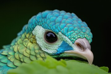Obraz premium Vibrant bird with intricate feather patterns and striking blue-g