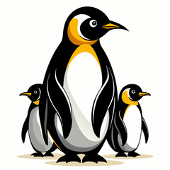 Emperor Penguin Family Portrait – Stylized Baby Penguins in Minimalist Vector Art