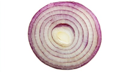Sliced red onion a vibrant, concentric rings on a white background, isolated food photography