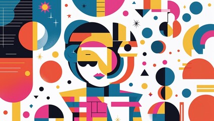 Abstract Geometric Portrait Illustration for T-Shirt Print