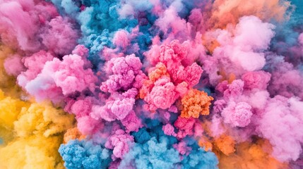 Fototapeta premium Colorful Smoke Clouds in Vibrant Shades of Pink, Blue, Yellow, and Orange Creating a Dynamic Visual Display for Creative Projects