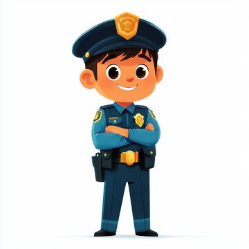 Cartoon Police Officer Character for Children's Educational Material