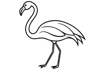 Minimalist Flamingo Illustration – Black and White Line Drawing, Sleek Curved Lines, Stylized Bird Design