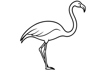 Fototapeta premium Minimalist Flamingo Illustration – Black and White Line Drawing, Sleek Curved Lines, Stylized Bird Design
