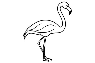 Obraz premium Minimalist Flamingo Illustration – Black and White Line Drawing, Sleek Curved Lines, Stylized Bird Design