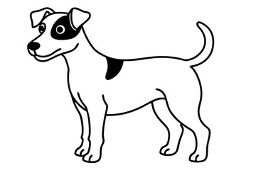 Cartoon Jack Russell Terrier Dog – Black and White Illustration, Cute Playful Pet, Simple Line Drawing