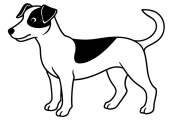 Cartoon Jack Russell Terrier Dog – Black and White Illustration, Cute Playful Pet, Simple Line Drawing