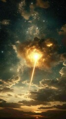 Cosmic Ray Strikes Atmosphere: Night Sky Phenomenon