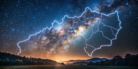 Night Photography: Taylor County, Kentucky Outline Map - Starry Sky, Dark Landscape