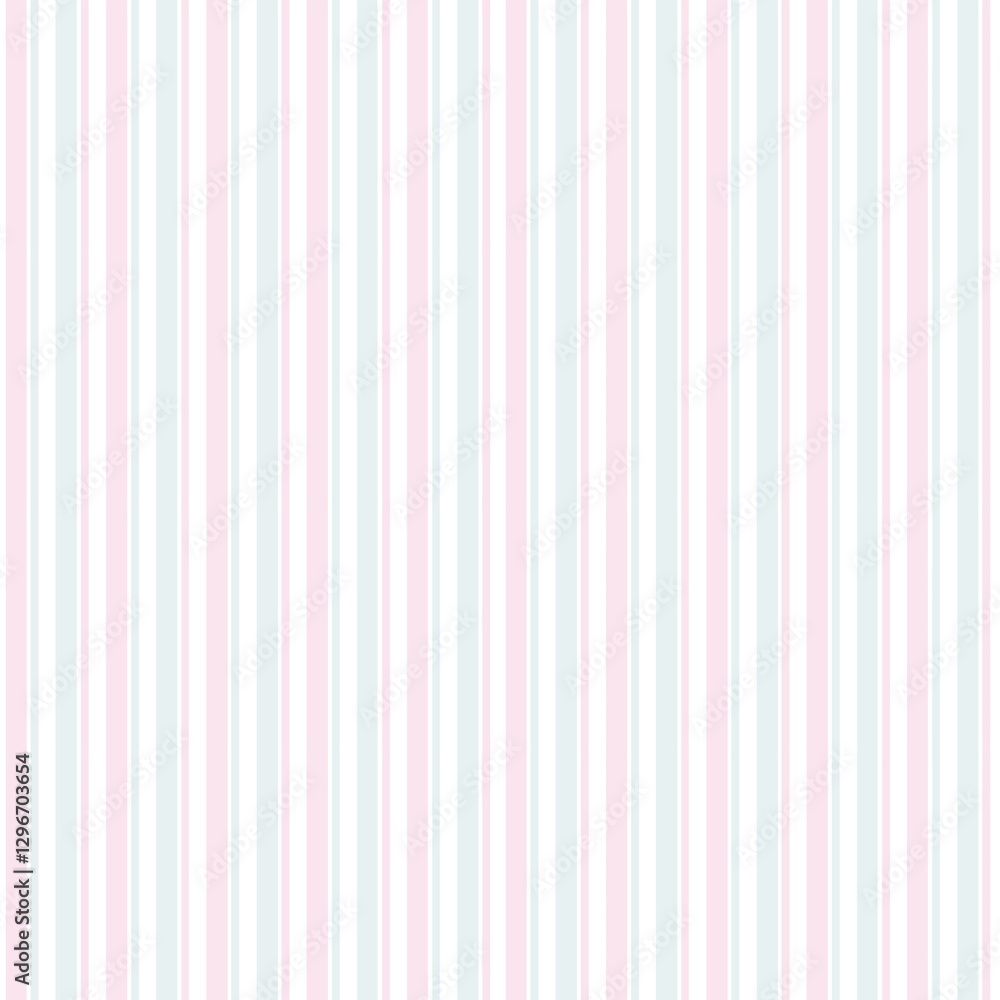Wall mural seamless pattern with light pink and blue stripes of two types of width on white. perfect for textil