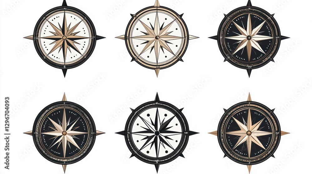 Poster A clean and editable vector compass design with customizable directional markers.