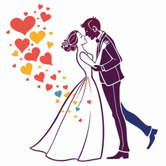 Wedding love Silhouette vector illustration
