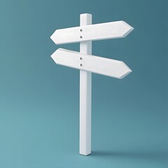 A white wooden signpost with two directional arrow signs