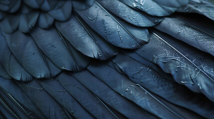 Fototapeta premium Intricate beauty of a crow's glossy feathers.