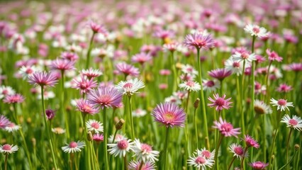 Obraz premium A field of wild onion flowers swaying in the wind, natural, bloom, blooming plants