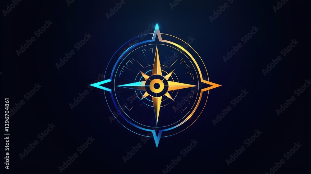 Aufkleber a clean and modern compass logo design with a circular frame and directional arrows.