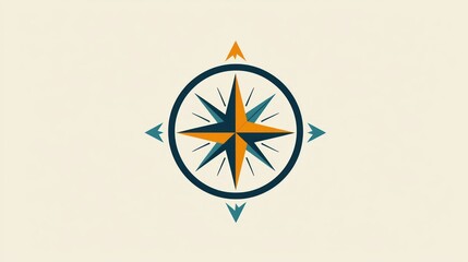 A clean and modern compass logo design with a circular frame and directional arrows.