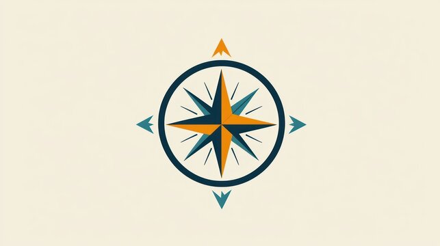 A clean and modern compass logo design with a circular frame and directional arrows.