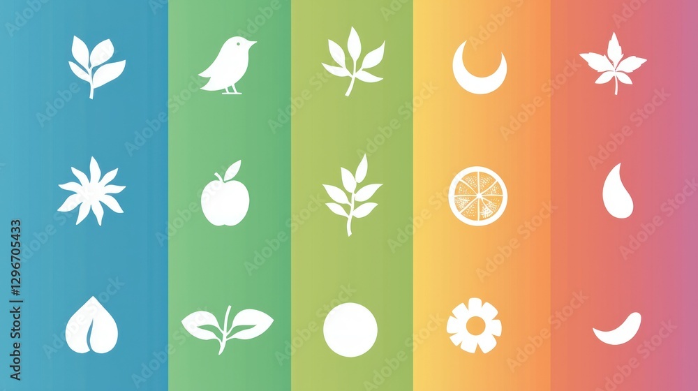 Poster A clean and scalable vector icon set in white, perfect for overlaying on colored backgrounds