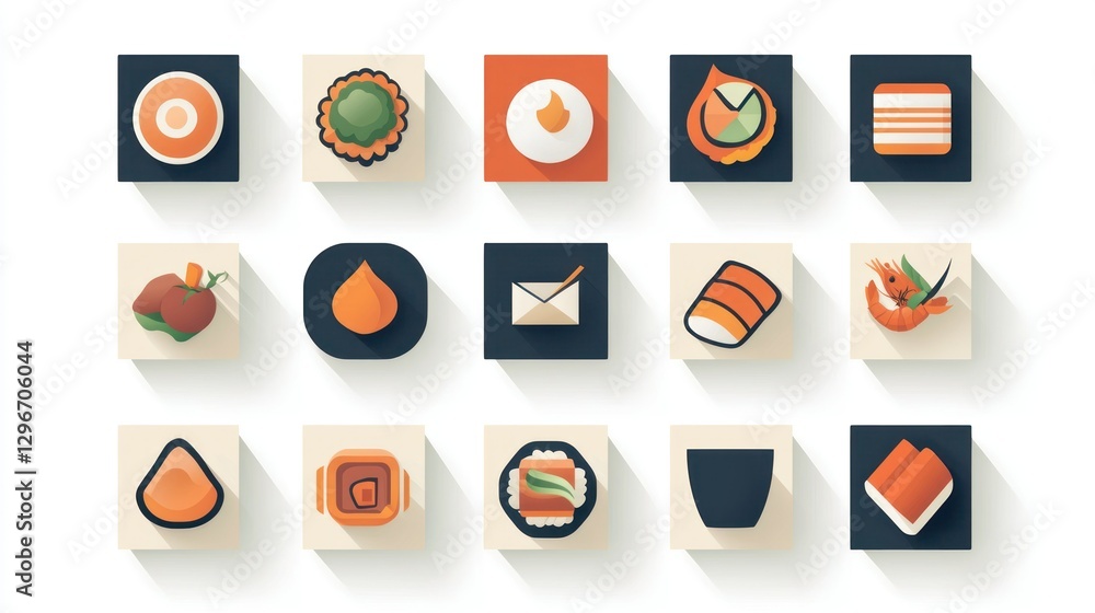 Poster A clean flat icon set with subtle shadows, adding depth while maintaining a modern look.