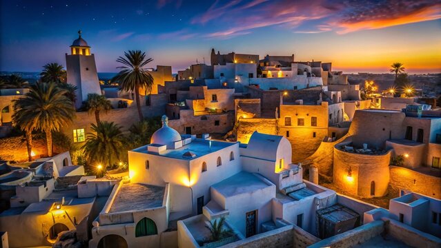 Night View of Ghadames, Libya: Traditional Architecture under Starlit Sky