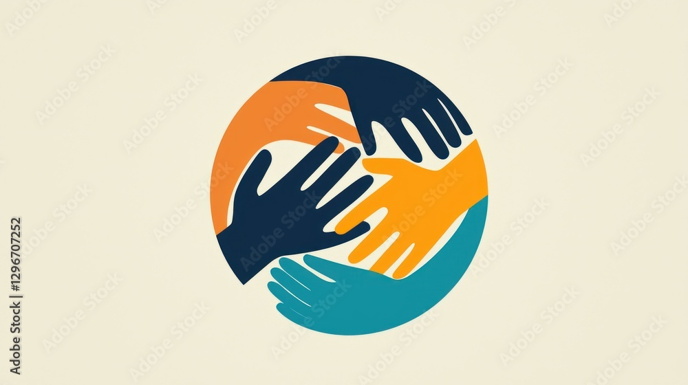 Poster A clean vector icon showing overlapping hands inside a circular frame.