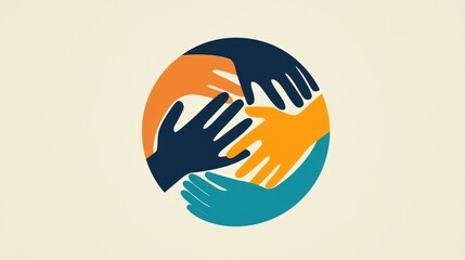 A clean vector icon showing overlapping hands inside a circular frame.