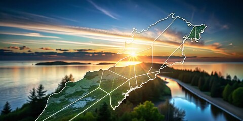 Nova Scotia Outline Map: Aerial Architectural Photography of Canadian Province