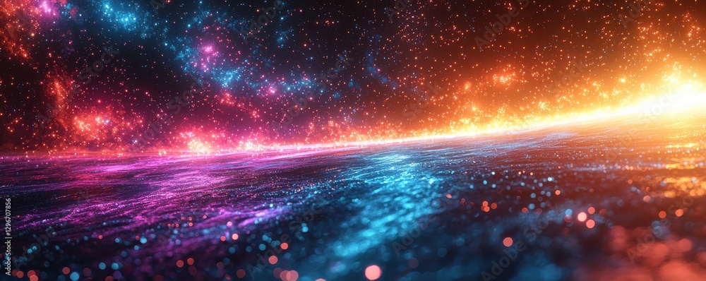 Poster neon digital display with glowing futuristic lighting and dynamic spreading rays