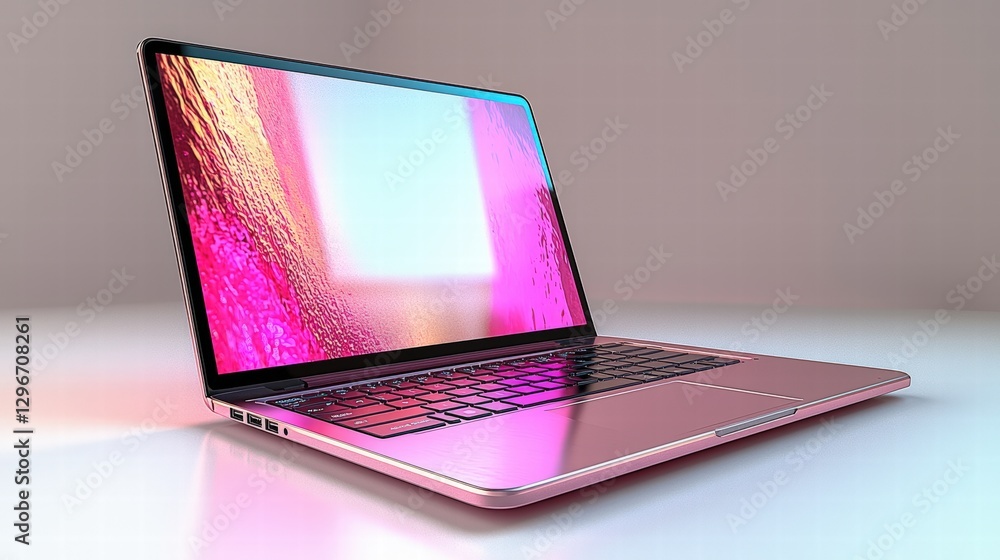 Aufkleber contemporary laptop computer displayed on a table in a modern setting for productive work