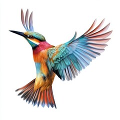 Fototapeta premium Vibrant Colorful Bird in Flight with Exquisite Feather Details