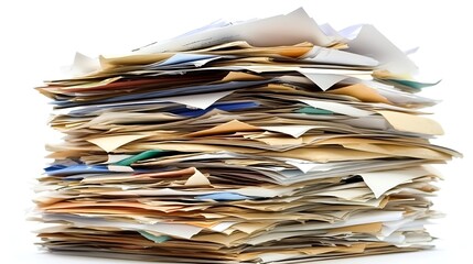 Pile of papers on desk. Paperwork, backlog