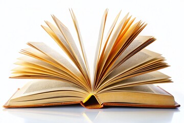 Fototapeta premium Open Book, Isolated White Background: High-Resolution Stock Photo for Editorial & Commercial Use