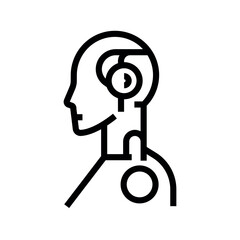 Intelligent robot  black line icon.