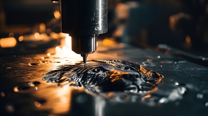 Intricate Metal Engraving of a Dog's Face with High Precision Tools
