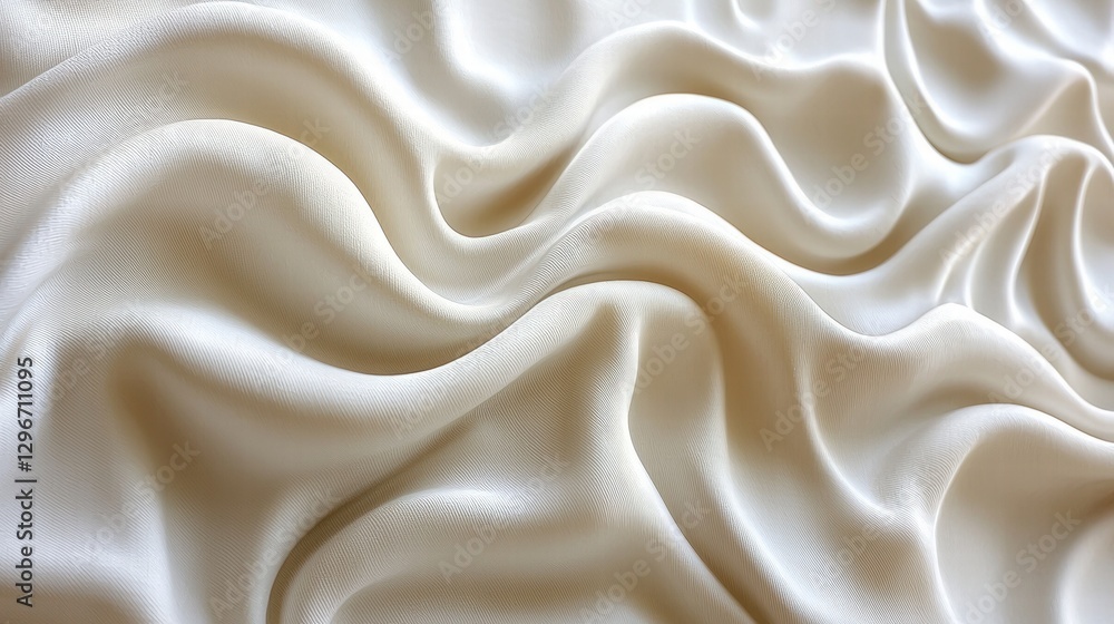 Poster elegant white fabric spread out smoothly on a surface with soft lighting highlighting its texture