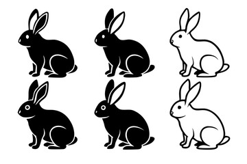 set of Rabbit Silhouette vector illustration