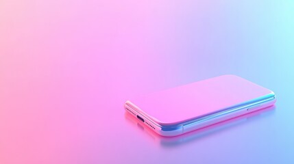 Slim modern smartphone with curved edges on a light pink gradient