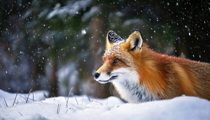 Majestic Red Fox in Winter Wonderland