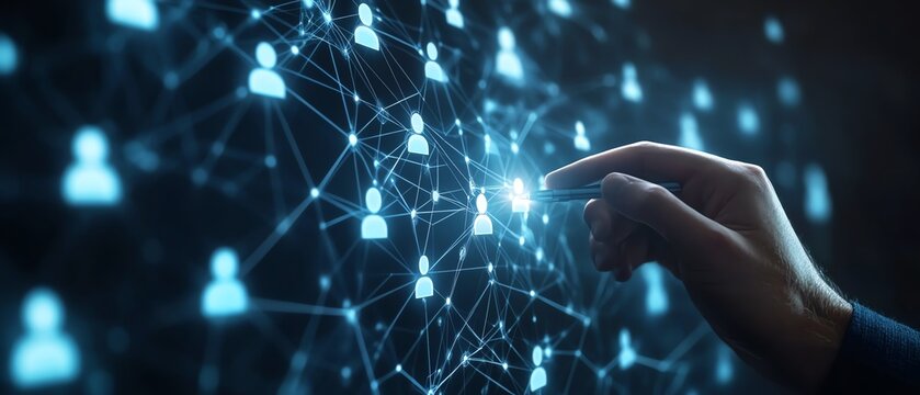 HR professional analyzing talent pool at network center