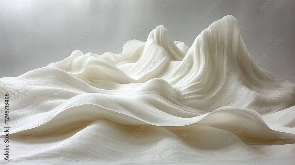 Poster soft white wave gently flowing on a subtle gray background creating a serene and tranquil scene
