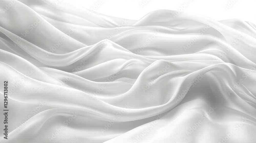 Poster soft white fabric draped elegantly over a surface creating a serene and calming atmosphere of simpli